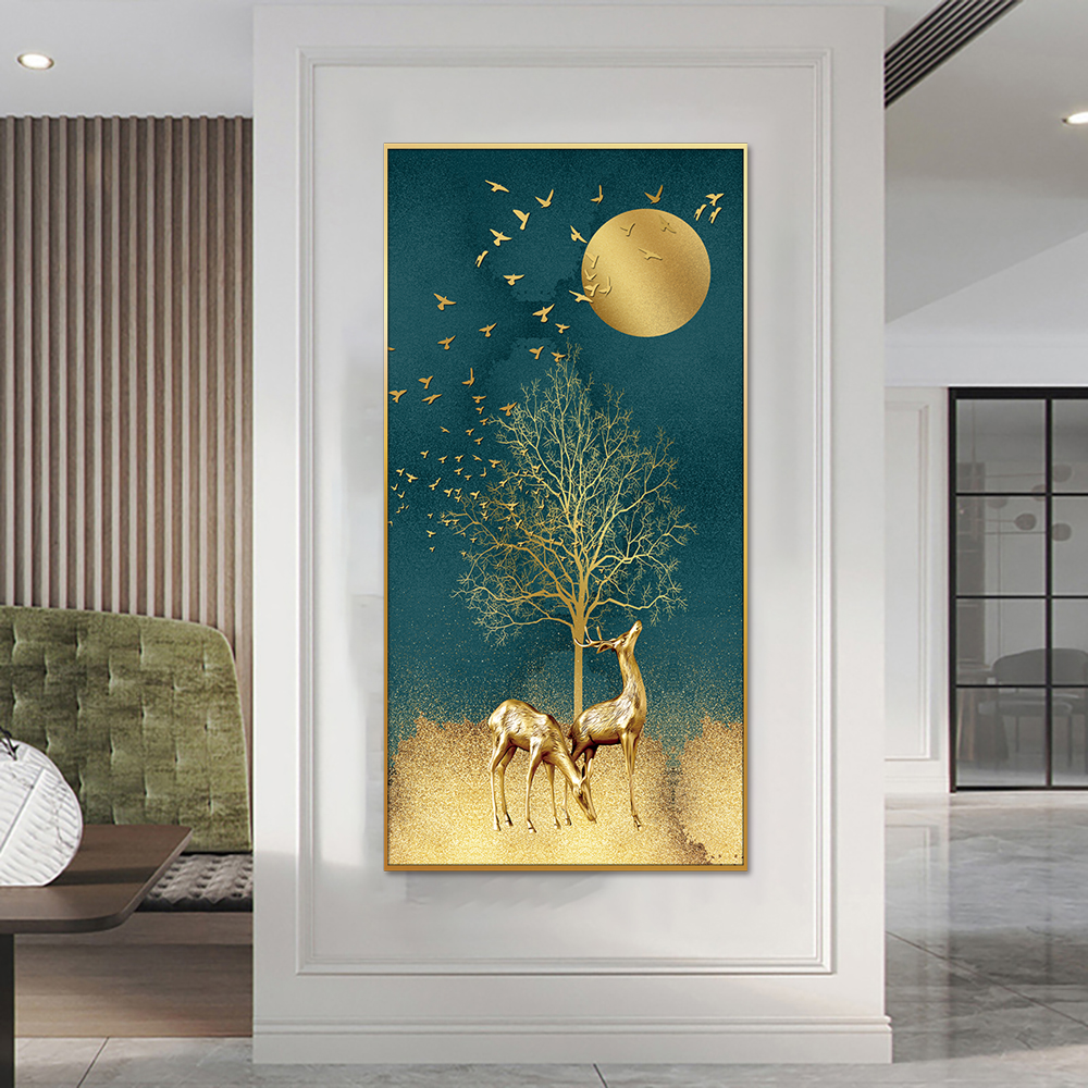 Moonlight Deer Serenity Single Canvas Wall Painting & art