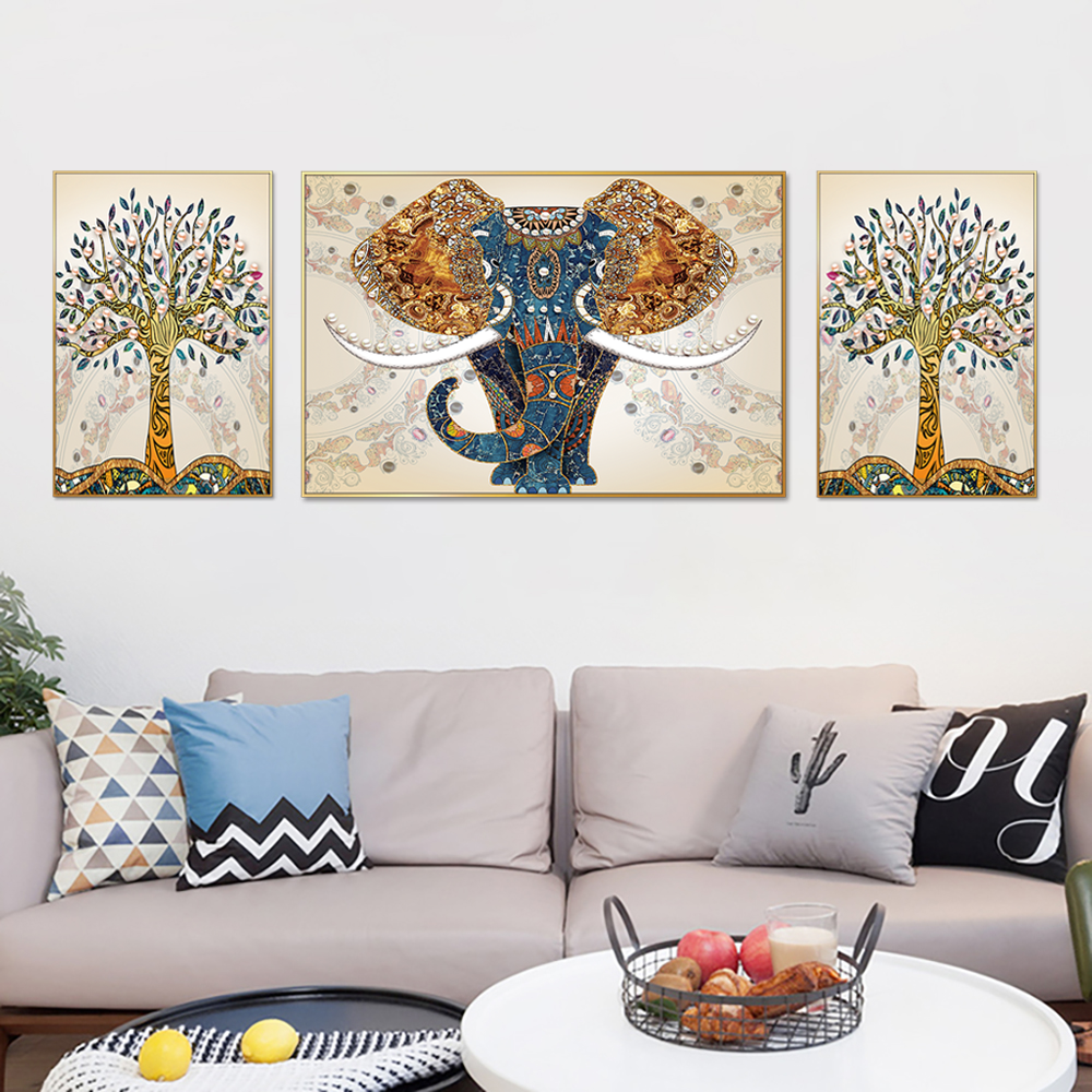 Royal Elephant of Jaipur Set of 3 Canvas Wall Painting & Art