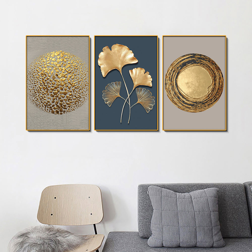 Nordic Ginkgo Annual Wheel Set of 3 Canvas Wall Painting & Art