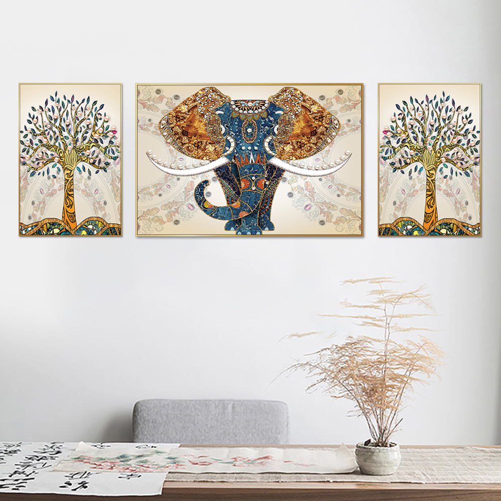 Royal Elephant of Jaipur Set of 3 Canvas Wall Painting & Art