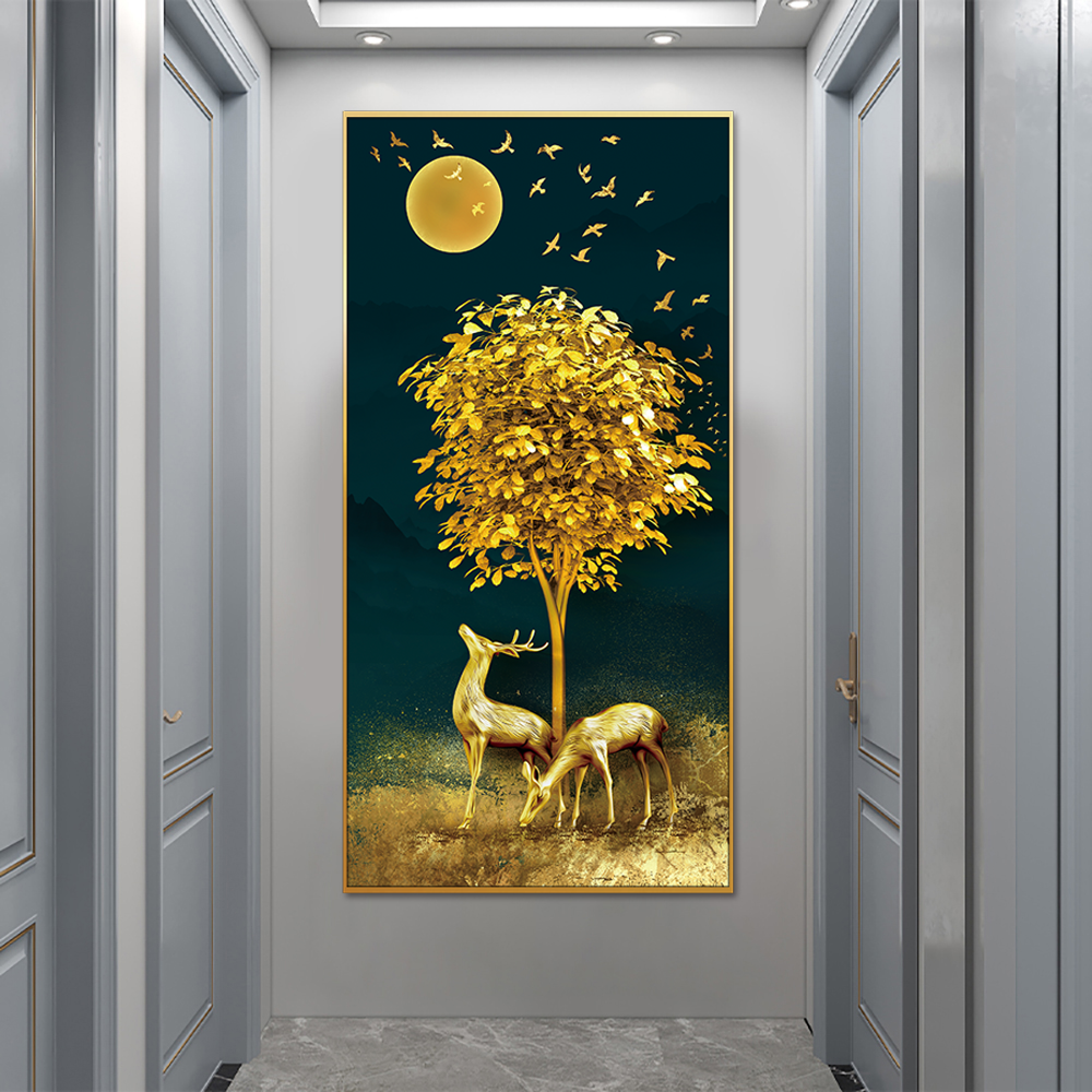 Moonlight Fortune Deer Single Canvas Wall Painting & art