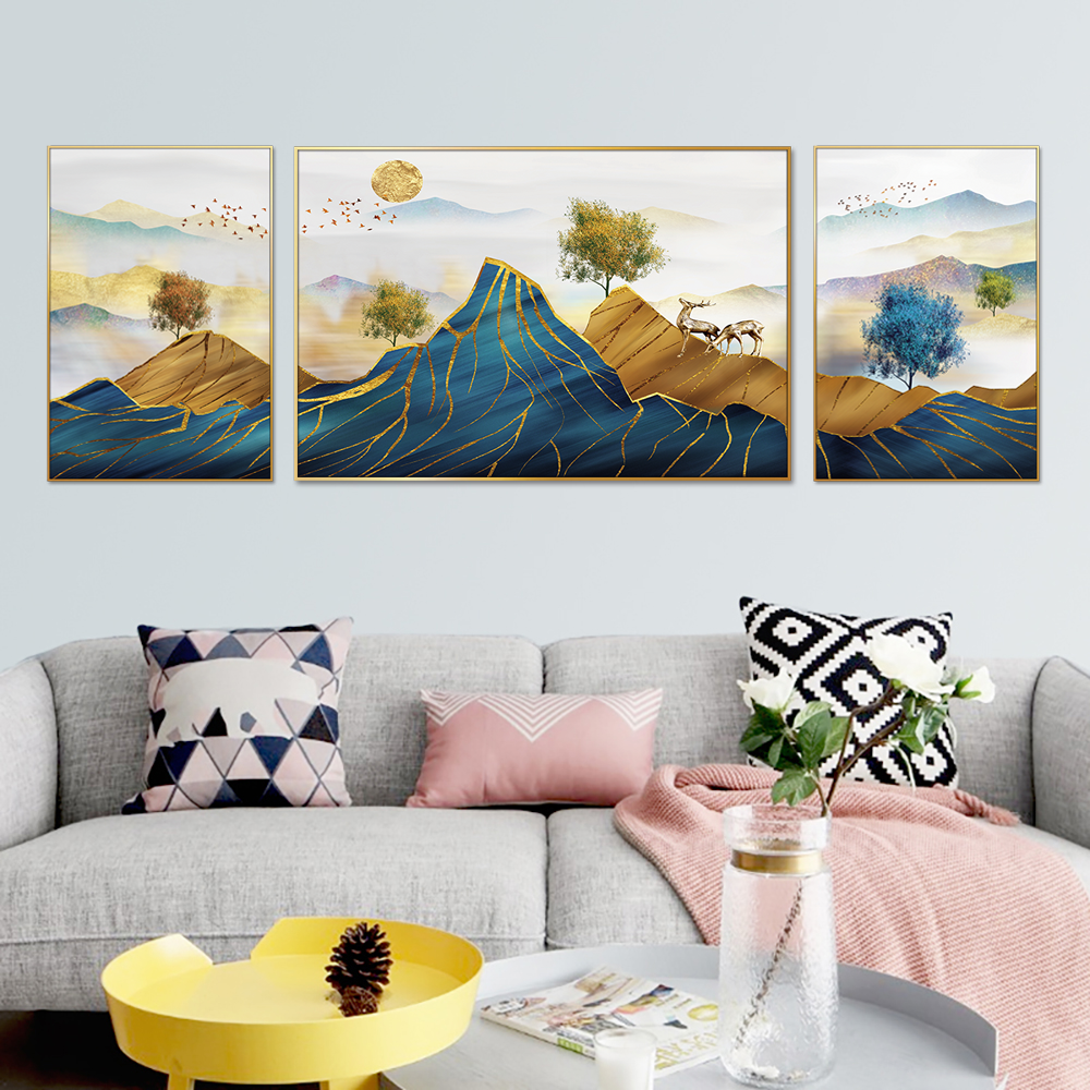 Prestige Mountain Symphony Set of 3 Canvas Wall Painting & Art