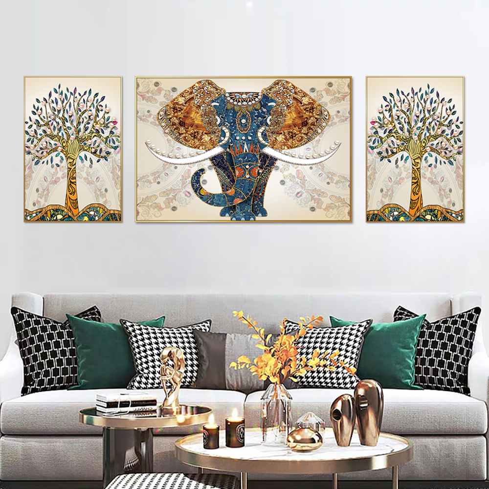 Royal Elephant of Jaipur Set of 3 Canvas Wall Painting & Art