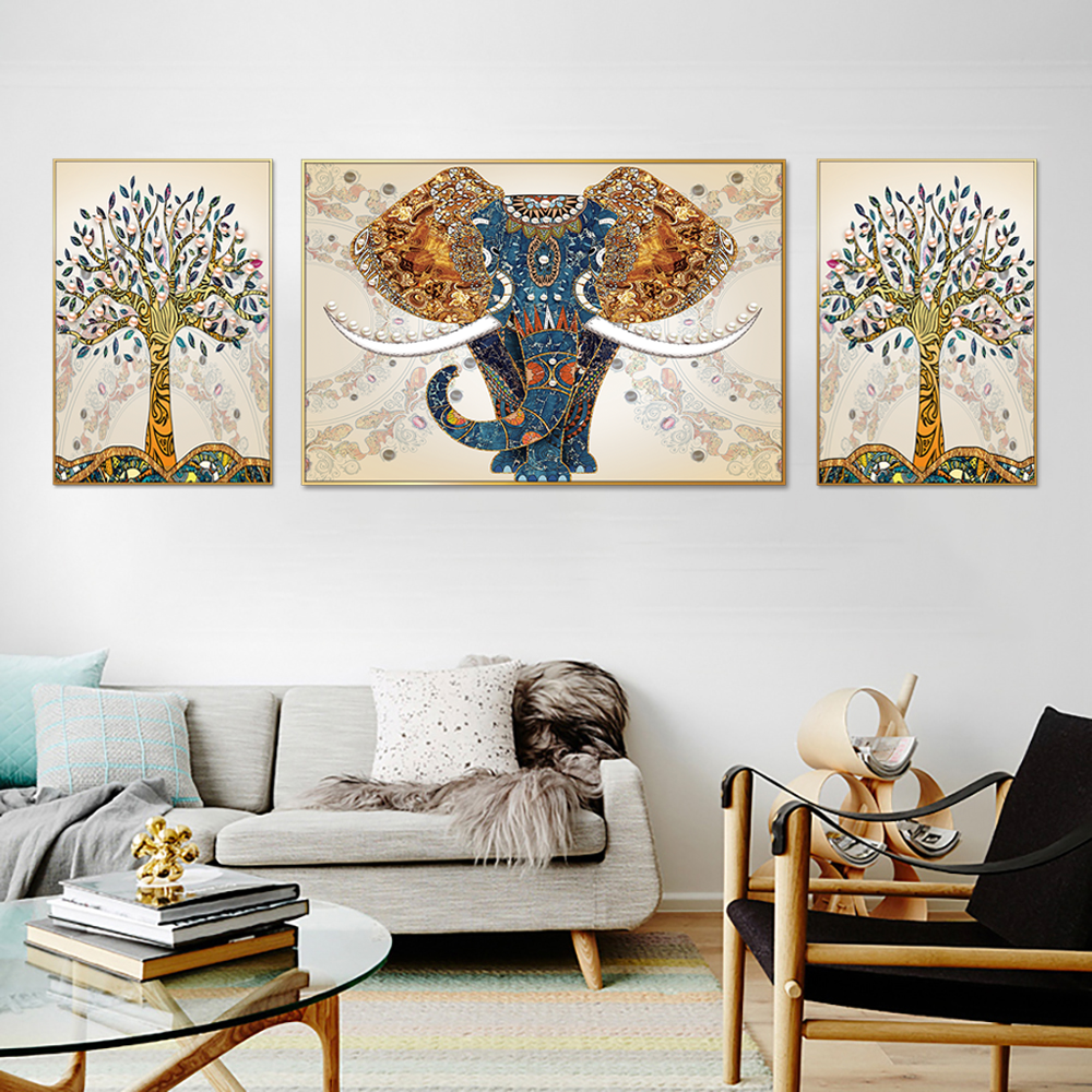 Royal Elephant of Jaipur Set of 3 Canvas Wall Painting & Art