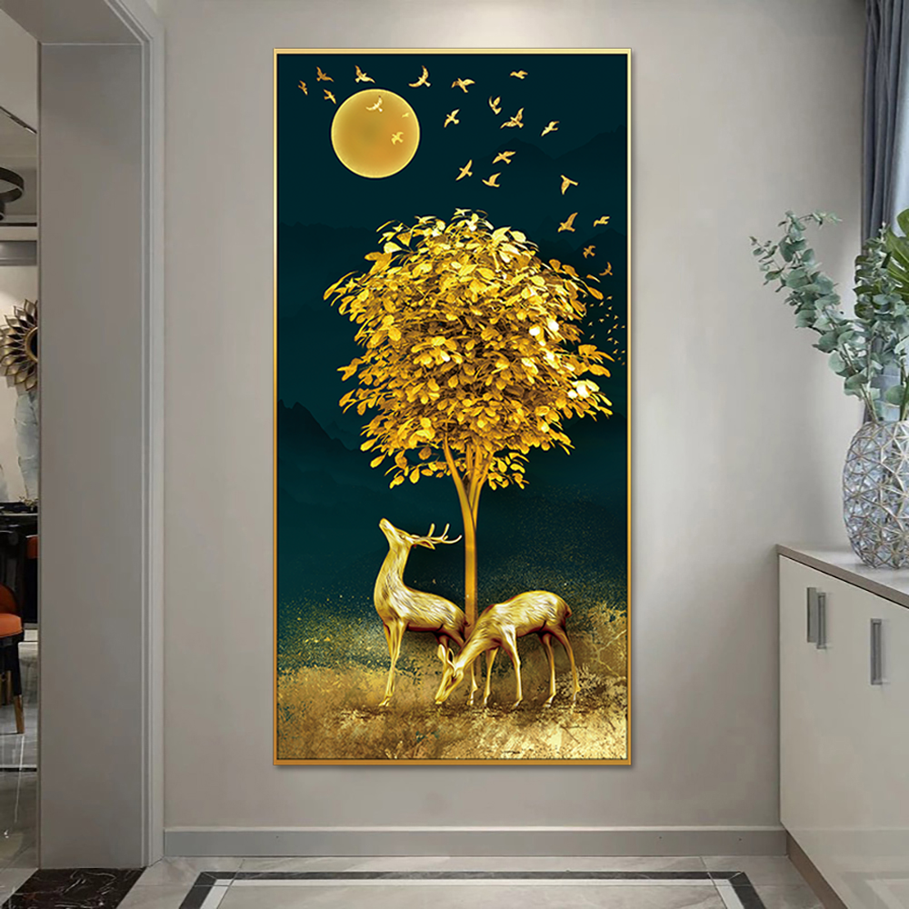 Moonlight Fortune Deer Single Canvas Wall Painting & art