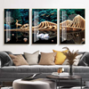 Nordic Serenity Landscape Set of 3 Crystal Glass Paintings & Wall Art