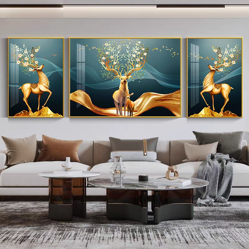 Symbol of Majesty Set of 3 Crystal Glass Painting & Art